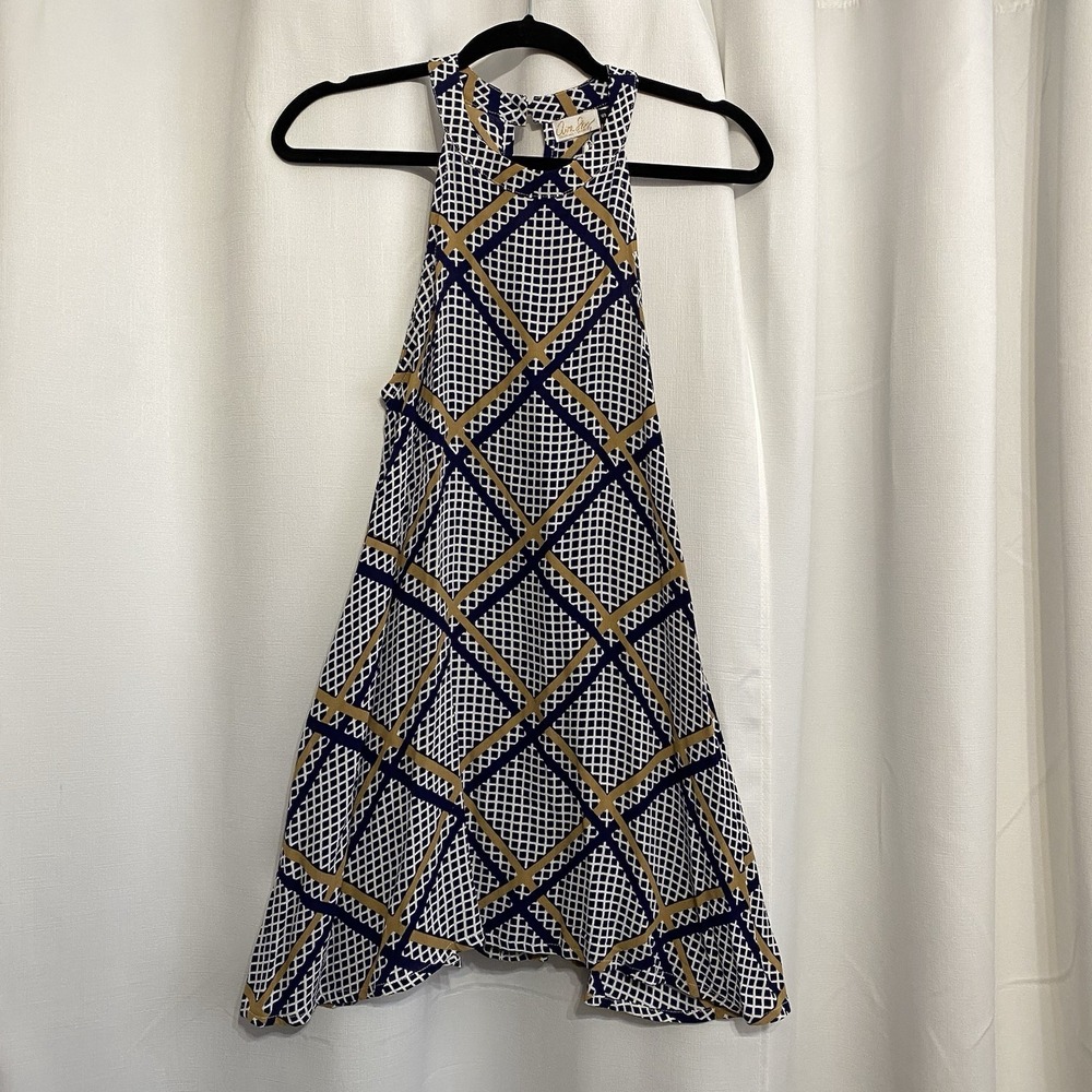 NWT Ava Sky Hawaii Womens Rafael Crepe Navy Avenue Midi Dress Small Sleeveless